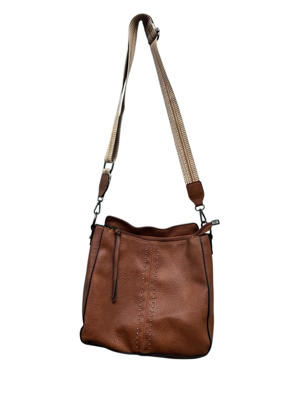 Montana West Women's Hobo Bag Purse in Vegan Leather - Brown Studded